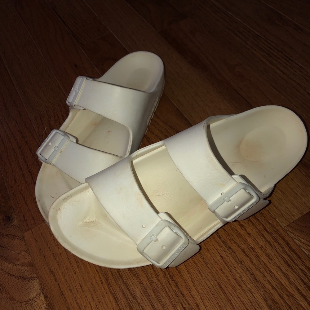 white rubber birkenstock’s